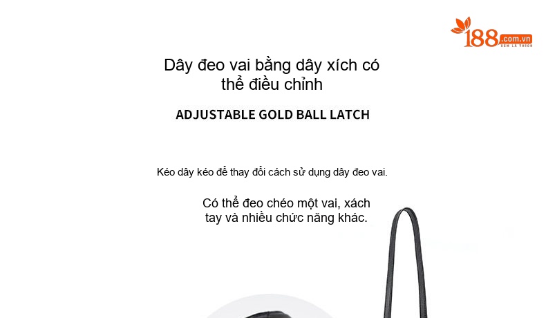 Túi Đeo Vai Nữ Da Bò Trám Tim Dây Xích Cao Cấp Màu Đen chi tiết 6
