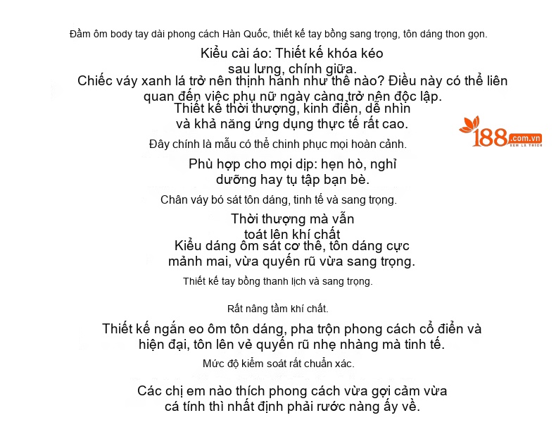 Đầm Ôm Body Tay Phồng Thiết Kế Sang Trọng Phong Cách Châu Âu Màu Xanh Lá chi tiết 2
