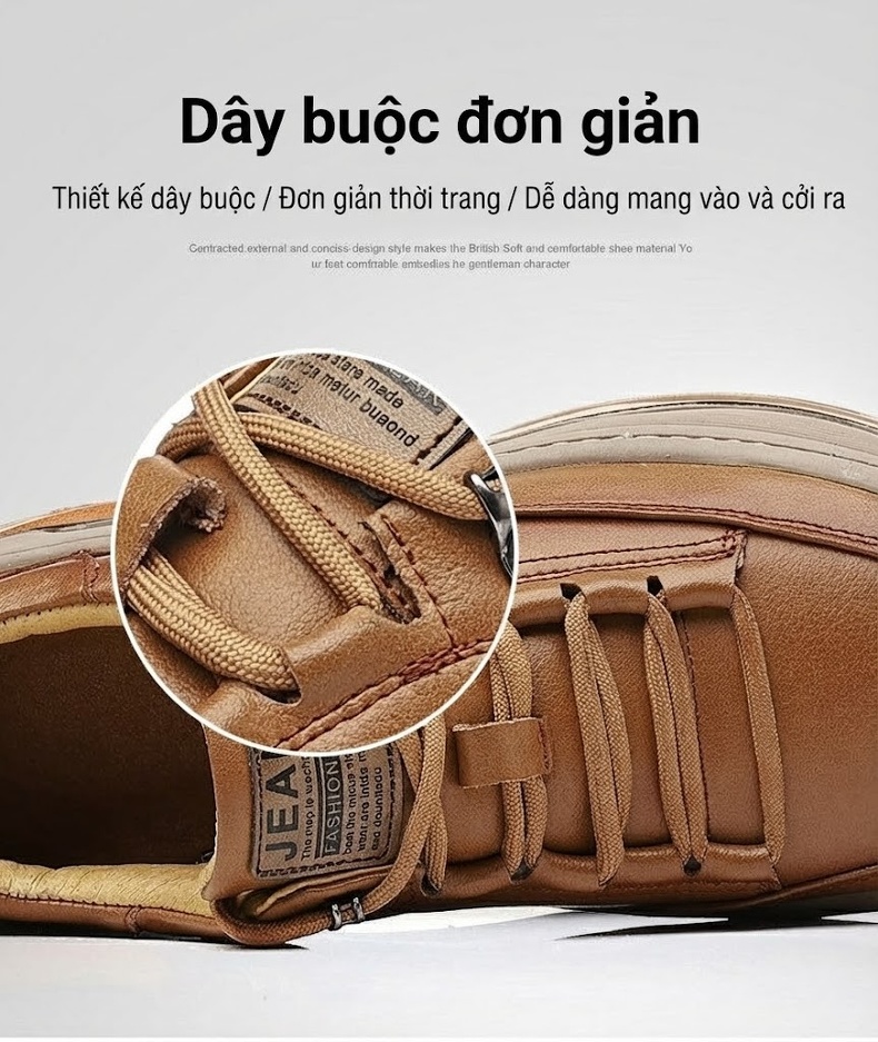 Giày Thể Thao Buộc Dây Nam Da Bóng Chiều Cao Đế Khoảng 3cm Màu Nâu, Đen chi tiết 14