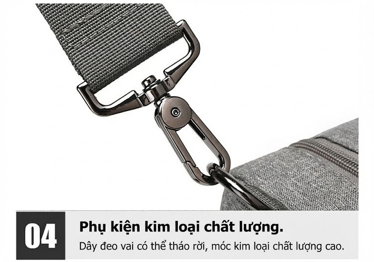 Túi Đeo Chéo Vải Oxford Đa Năng Dáng Hộp Chữ Nhật Công Sở Màu Xám, Đen chi tiết 24