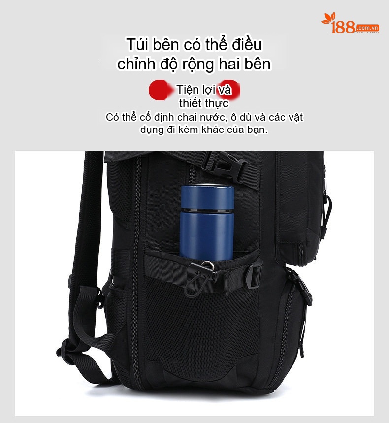 Balo Du Lịch Nam Thể Thao Ngoài Trời Đa Năng Chống Thấm Nước Sức Chứa Lớn Màu Đen chi tiết 8