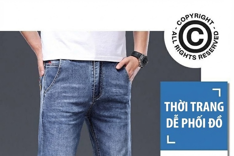 Quần Jean Nam Ống Đứng Co Giãn Màu Xanh Mờ, Xanh Đậm, Xám chi tiết 4