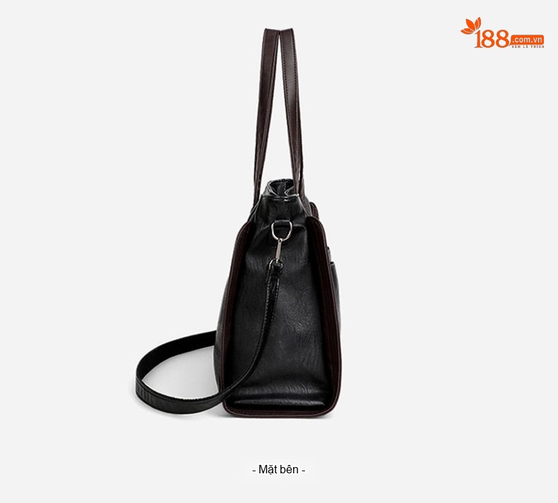 Túi Tote Nữ Da Mềm Sức Chứa Lớn Đeo Vai Đeo Chéo Phong Cách Mẹ Bỉm Sữa Màu Đen, Nâu chi tiết 11