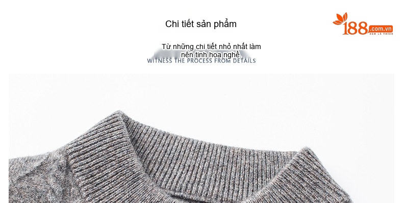 Áo Len Nam 100% Lông Cừu Cashmere Dệt Kim Cổ Bán Tròn Họa Tiết Màu Nâu, Xám, Xanh Đen... chi tiết 18