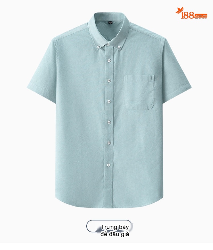 Áo Sơ Mi Tay Ngắn Nam Cotton Oxford Màu Trắng, Xanh Dương, Xanh Mint, Hồng... chi tiết 34