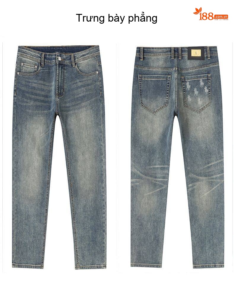 Quần Jean Nam Cotton In Họa Tiết Rách Gối Dáng Ôm Vừa Màu Xanh chi tiết 19
