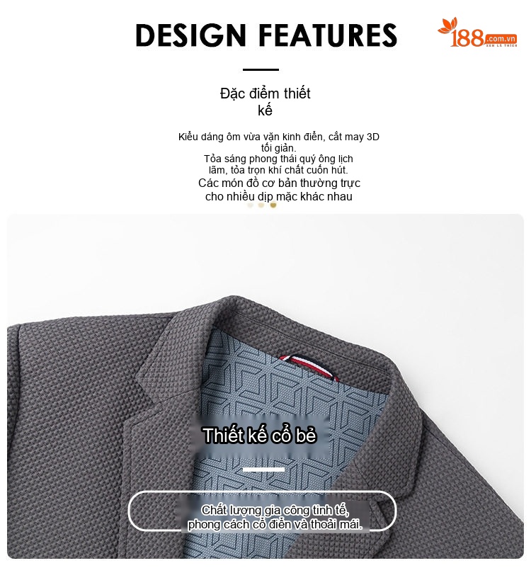 Áo Khoác Blazer Nam Vải Dệt Kim Phong Cách Business Casual Màu Nâu, Xám, Đen chi tiết 2