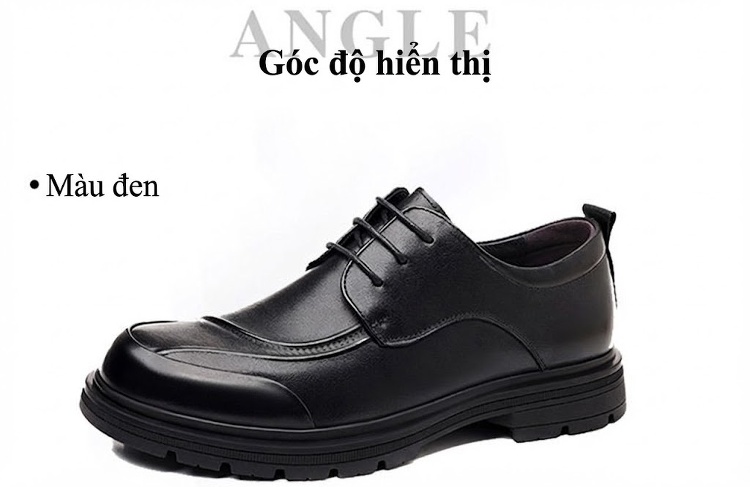 Giày Tây Buộc Dây Nam Da Bò Chiều Cao Đế Khoảng 3cm Màu Đen chi tiết 29