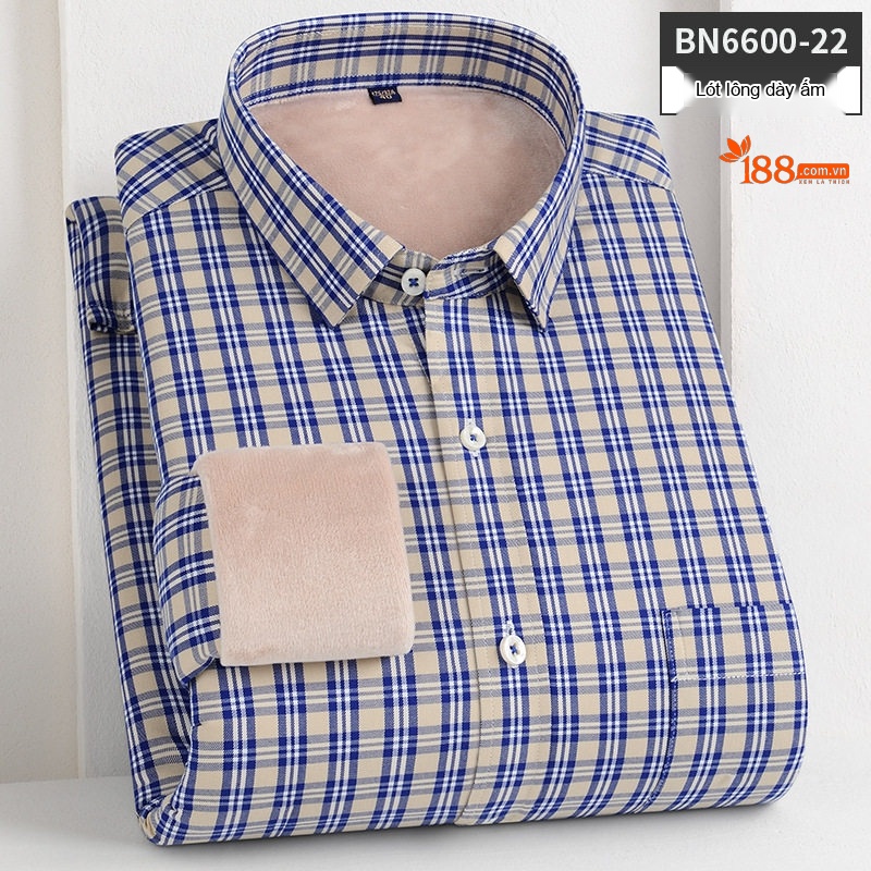 Áo Sơ Mi Nam Dài Tay Cotton Lót Lông Dày Dặn Giữ Ấm Màu Xanh Dương, Xám, Đen, Đỏ...