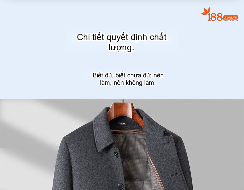 Áo Khoác Len Nam Trung Niên Dáng Dài Lót Lông Vũ Có Thể Tháo Rời Màu Xám, Đen chi tiết 2