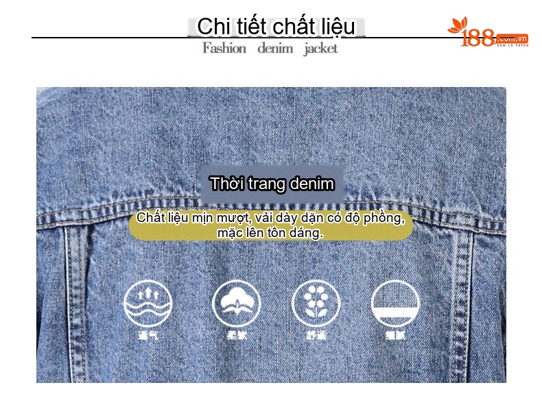 Áo Khoác Jean Nam Cổ Điển Dáng Đứng Phong Cách Thời Trang Màu Xanh Denim chi tiết 4