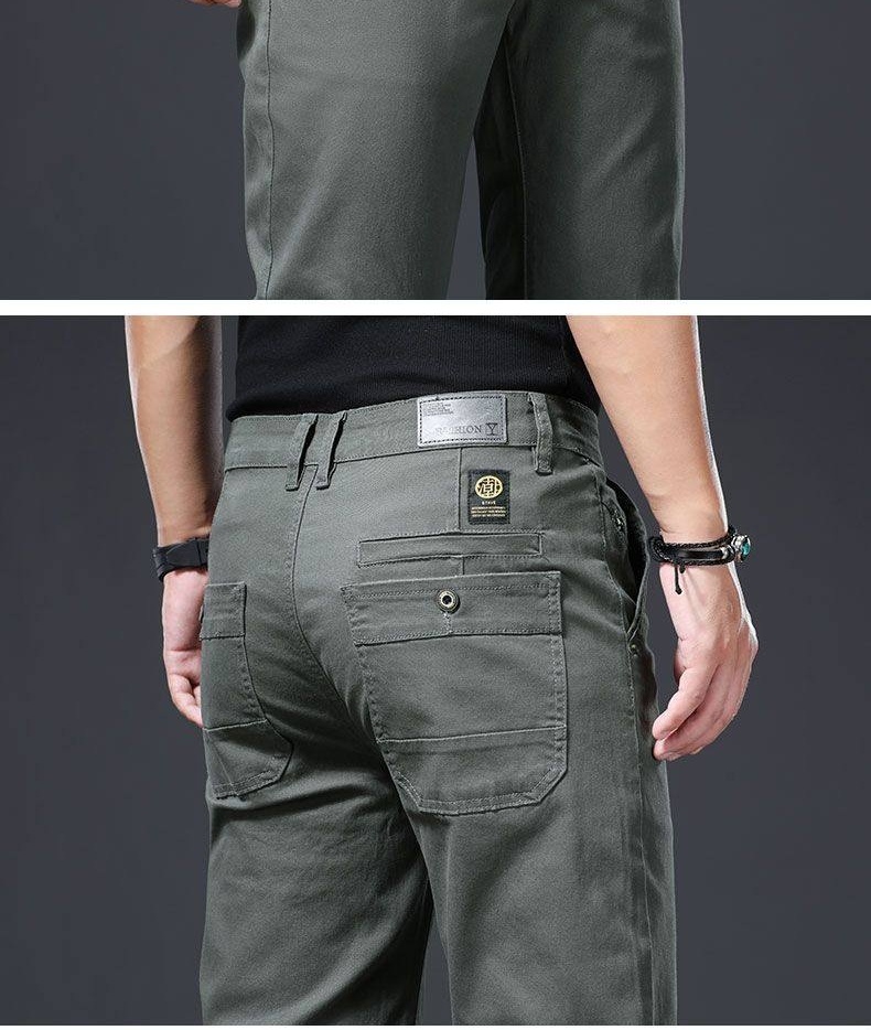 Quần Dài Cotton Nam Ống Đứng Thu Đông Dáng Ôm Vừa Vặn Màu Xám, Xanh chi tiết 12