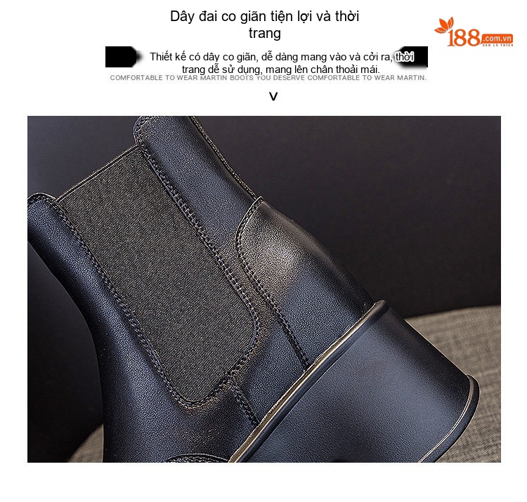 Giày Boot Martin Nữ Cổ Lửng Đế Dày Chiều Cao Đế Khoảng 11cm Da Bóng Màu Đen chi tiết 12