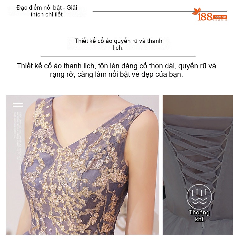 Váy Dạ Hội Nữ Dáng Dài Xòe Bồng Cho Học Sinh Sinh Viên Biểu Diễn, MC, Thanh Nhạc Màu Tím chi tiết 4