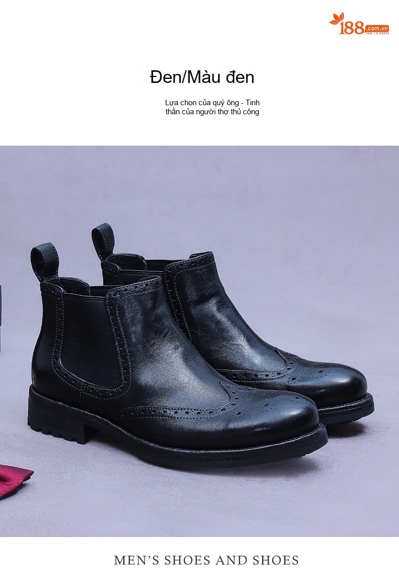 Boot Nam Cao Cổ Da Bóng Khóa Kéo Bên Hông Chiều Cao Đế Khoảng 3cm Màu Nâu, Đen chi tiết 11