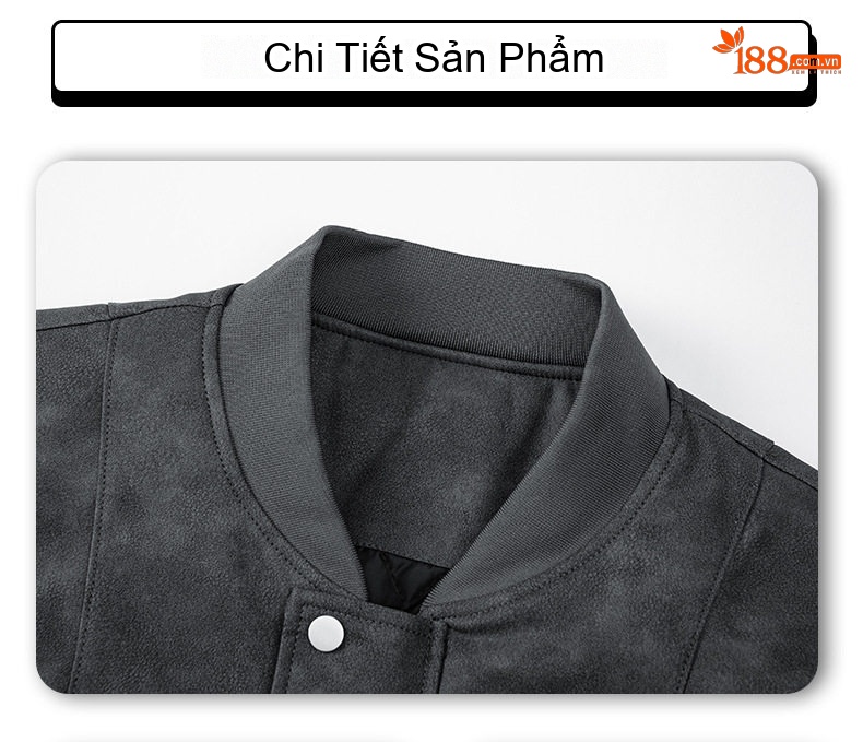 Áo Khoác Da PU Nam Cổ Bóng Chày Phong Cách Đường Phố Màu Nâu, Xanh, Xám chi tiết 19