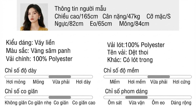 Váy Ôm Body Nữ Thiết Kế Tiểu Thư Màu Champagne chi tiết 2