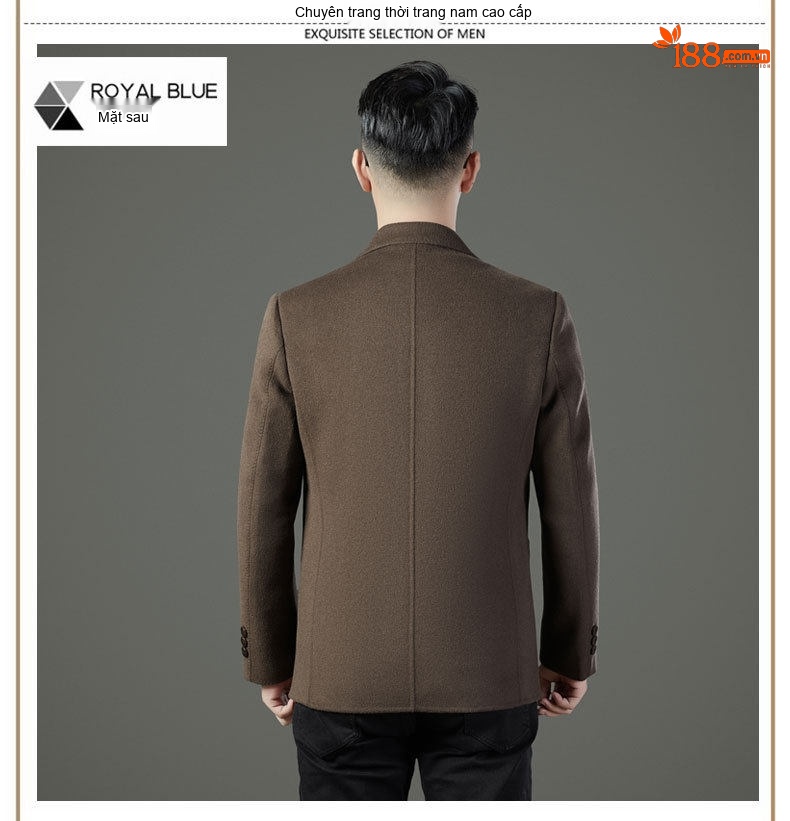 Áo Khoác Blazer Nam Hai Mặt Lông Cừu Áo Phao Lót Lông Vũ Có Thể Tháo Rời Màu Đen, Nâu, Xám chi tiết 14