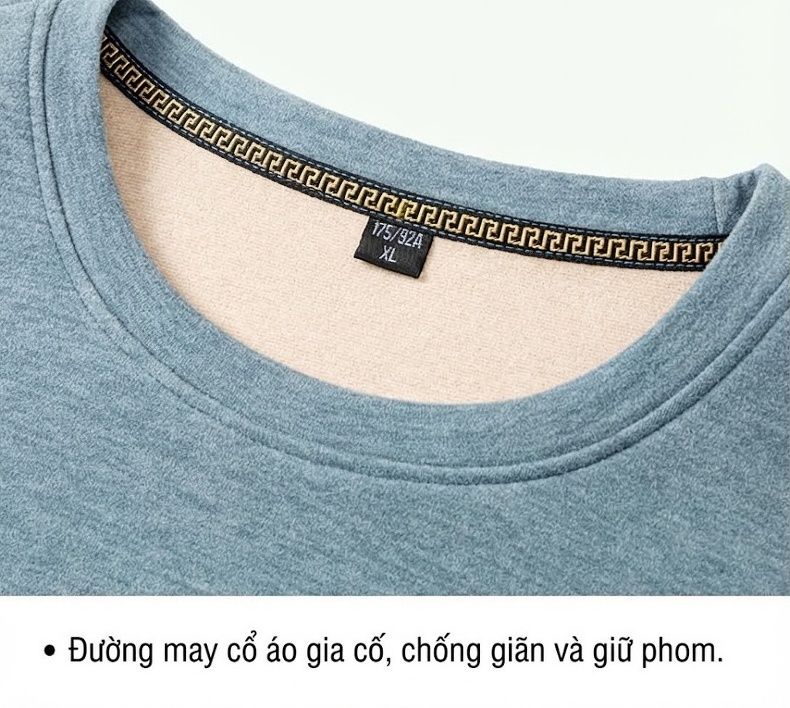 Áo Thun Dài Tay Nam Dệt Kim Đức Nhung Cổ Tròn Kiểu Chui Đầu Màu Xám, Xanh Dương, Đen, Xanh Navy... chi tiết 27
