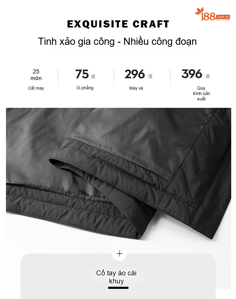 Áo Khoác Phao Nam 90% Lông Vũ Áo Sơ Mi Cổ Bẻ Dáng Ôm Màu Nâu, Đen chi tiết 6