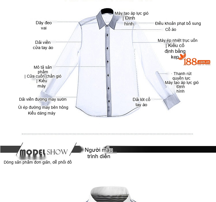 Áo Sơ Mi Nam Tay Ngắn Cổ Trụ Họa Tiết Sọc Tơ Tằm Cotton Màu Trắng Sọc Xanh chi tiết 3
