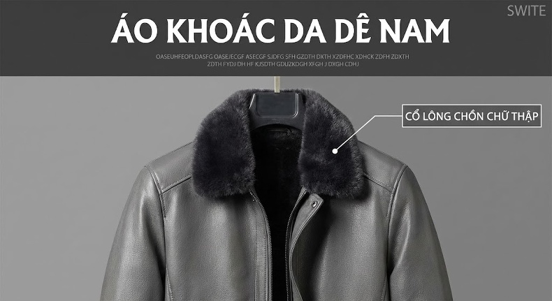 Áo Khoác Da Thật Nam Lót Lông Chồn Cổ Lông Sơn Dương Dáng Dài Màu Đen, Xám chi tiết 1