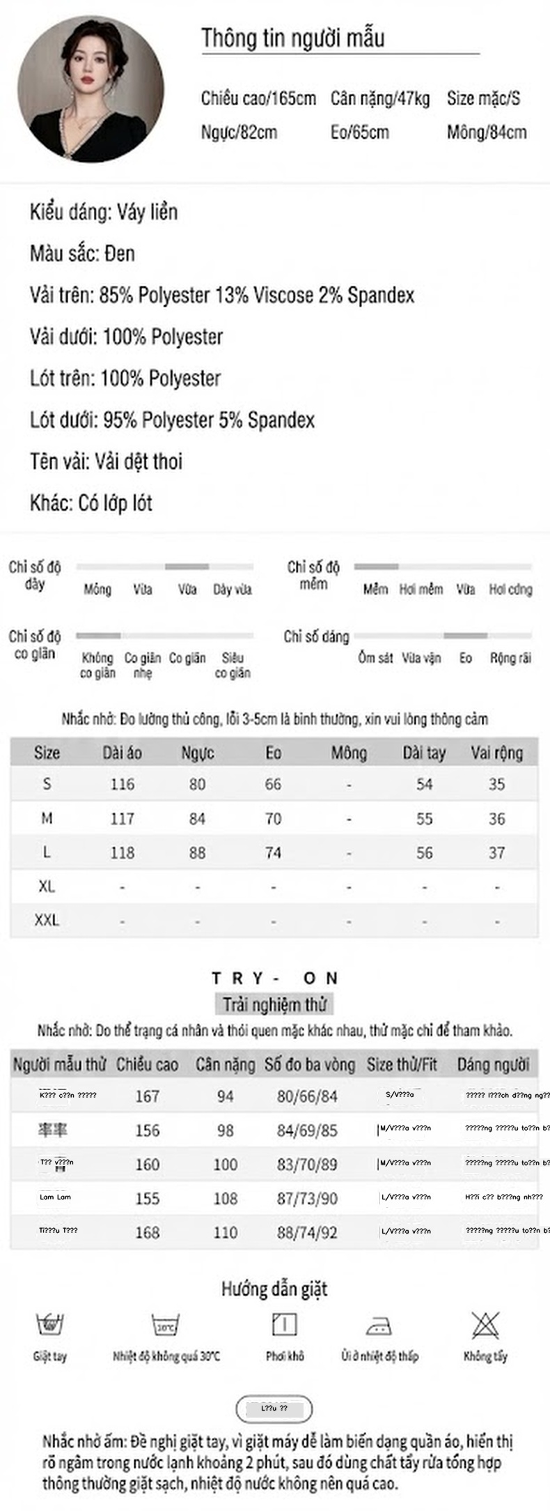 Váy Tiểu Thư dáng chữ A Cổ chữ V Tay Tay Bồng Thiết Kế Giả Hai Lớp Màu Đen, Trắng chi tiết 2