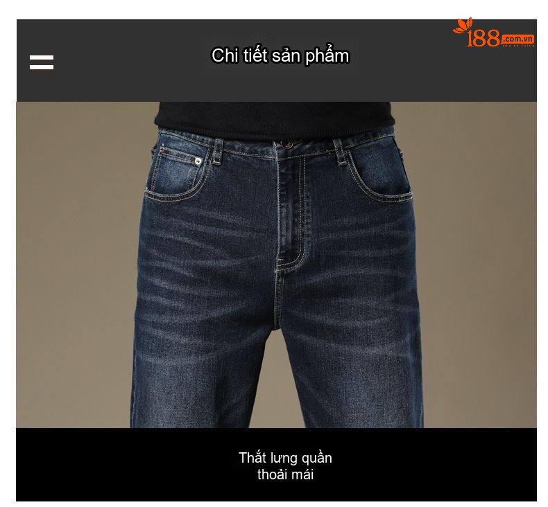 Quần Jean Nam Ống Đứng Ôm Vừa Vặn Phong Cách Âu Mỹ Màu Xanh Denim chi tiết 34