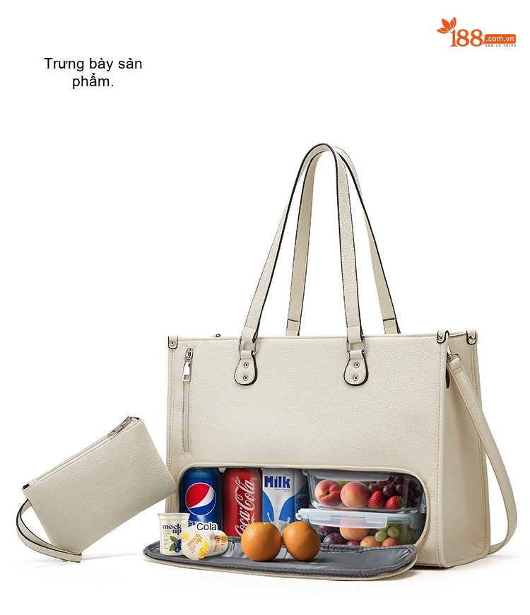 Túi Tote Nữ Đa Năng Da Mờ Sức Chứa Lớn Đựng Laptop Màu Nâu, Đen, Trắng chi tiết 8