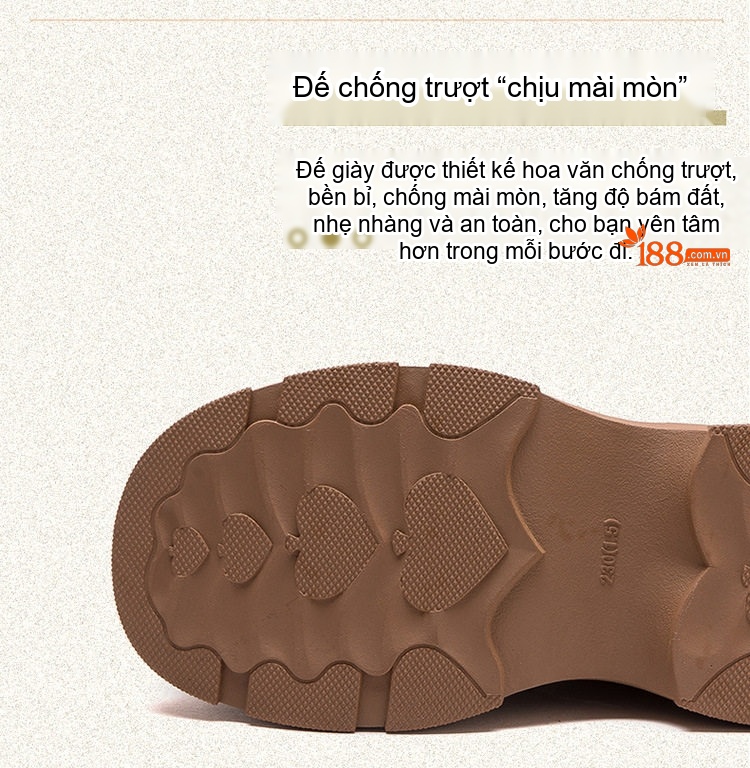 Boot Nữ Cổ Lửng Lót Lông Cừu Đế Dày Phong Cách Retro Chiều Cao Đế Khoảng 5cm Màu Nâu, Xanh Lá chi tiết 5