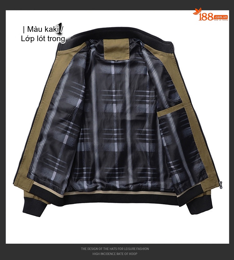 Áo Khoác Bomber Nam Cotton Dáng Đứng Cổ Giản Dị Màu Xanh Olive, Đỏ, Xanh Lá, Đen... chi tiết 13