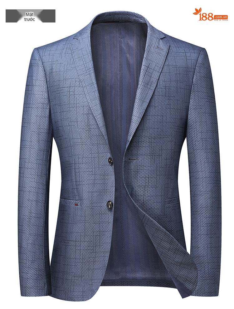 Áo Khoác Vest Nam Mỏng Nhẹ Dáng Ôm Vừa Vặn Không Cần Ủi Màu Xanh chi tiết 7