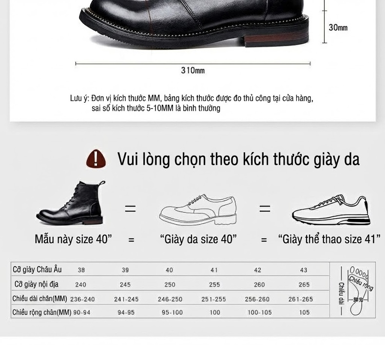 Giày Martin Da Bò Cổ Lửng Lót Lông Chiều Cao Đế Khoảng 3cm Màu Đen, Nâu chi tiết 4
