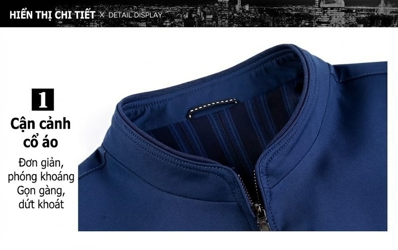 Áo Khoác Bomber Nam Lụa Tằm Tơ Dáng Ôm Chống Nhăn Màu Đen, Xám, Xanh Navy, Đỏ... chi tiết 38