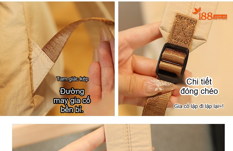 Balo Nữ Đeo Vai Hai Dây Mềm Mại Chống Sốc Thoải Mái Size Vừa Bền Bỉ Màu Be chi tiết 10
