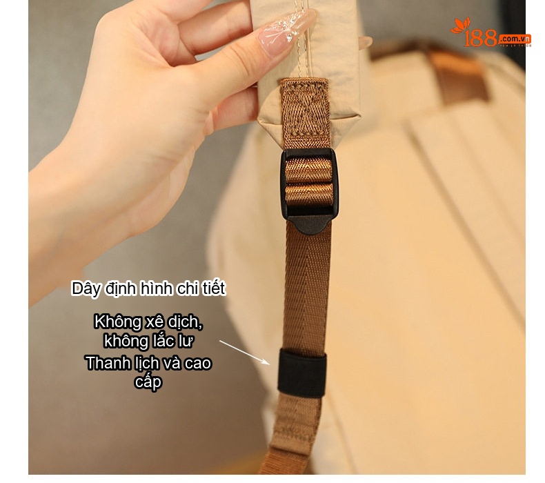 Balo Nữ Đeo Vai Hai Dây Mềm Mại Chống Sốc Thoải Mái Size Vừa Bền Bỉ Màu Be chi tiết 11