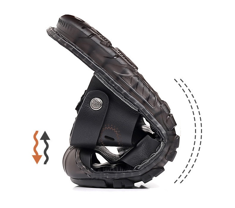 Dép Sandal Nam Da Bóng Quai Hậu Chiều Cao Đế Khoảng 2cm Màu Nâu, Đen chi tiết 8