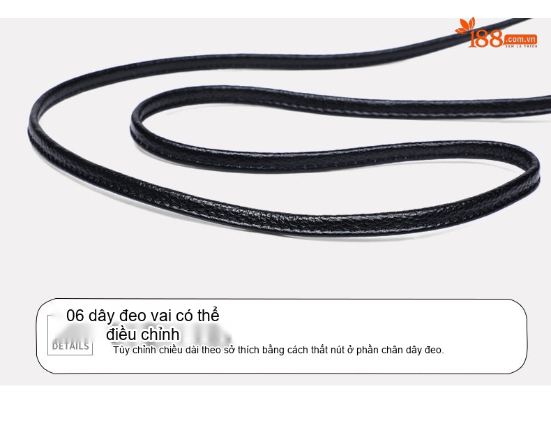 Túi Đeo Chéo Nữ Da Thật Mini Dáng Bucket Nhỏ Gọn Đựng Điện Thoại Màu Đen chi tiết 18