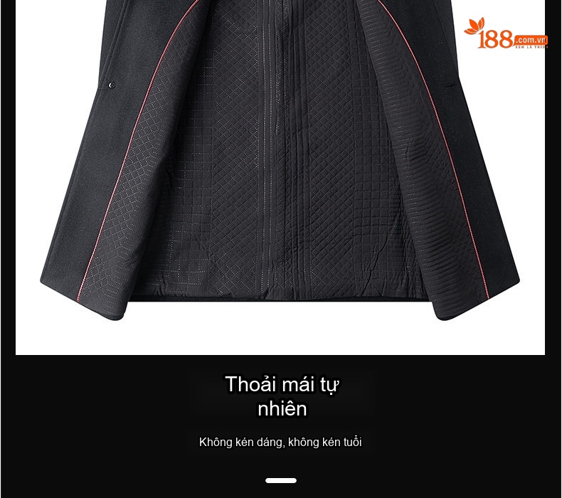 Áo Khoác Dạ Nam Dáng Dài Vừa Vặn Cổ chữ Vest Lông Cừu Dày Dặn Màu Đen, Nâu, Xám Xanh chi tiết 4