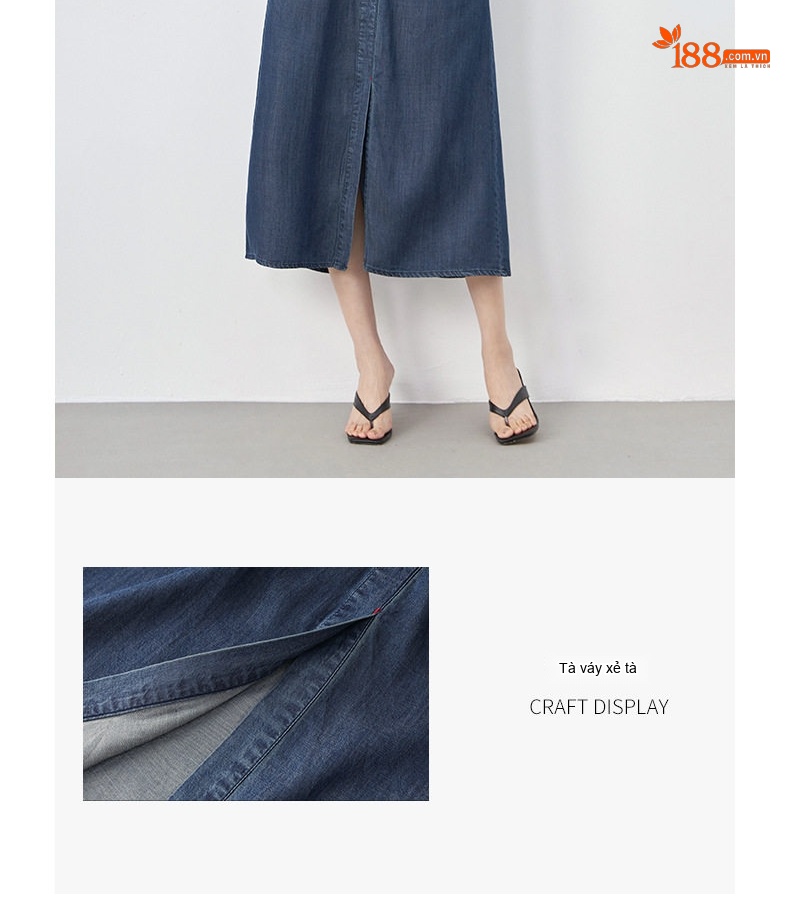 Váy Jean Thiên Sứ Nữ Dáng Suông Cổ Bẻ Tay Cộc Phong Cách Hàn Quốc Màu Xanh Jean chi tiết 6