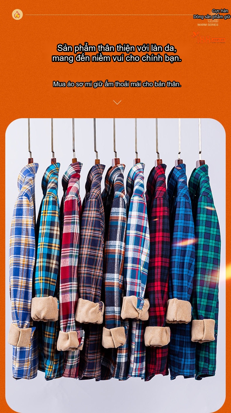 Áo Sơ Mi Nam Ca Rô Lông Cừu Non Cotton Dày Dặn Giữ Ấm Màu Đen, Đỏ, Xanh Dương, Xanh Lá... chi tiết 18