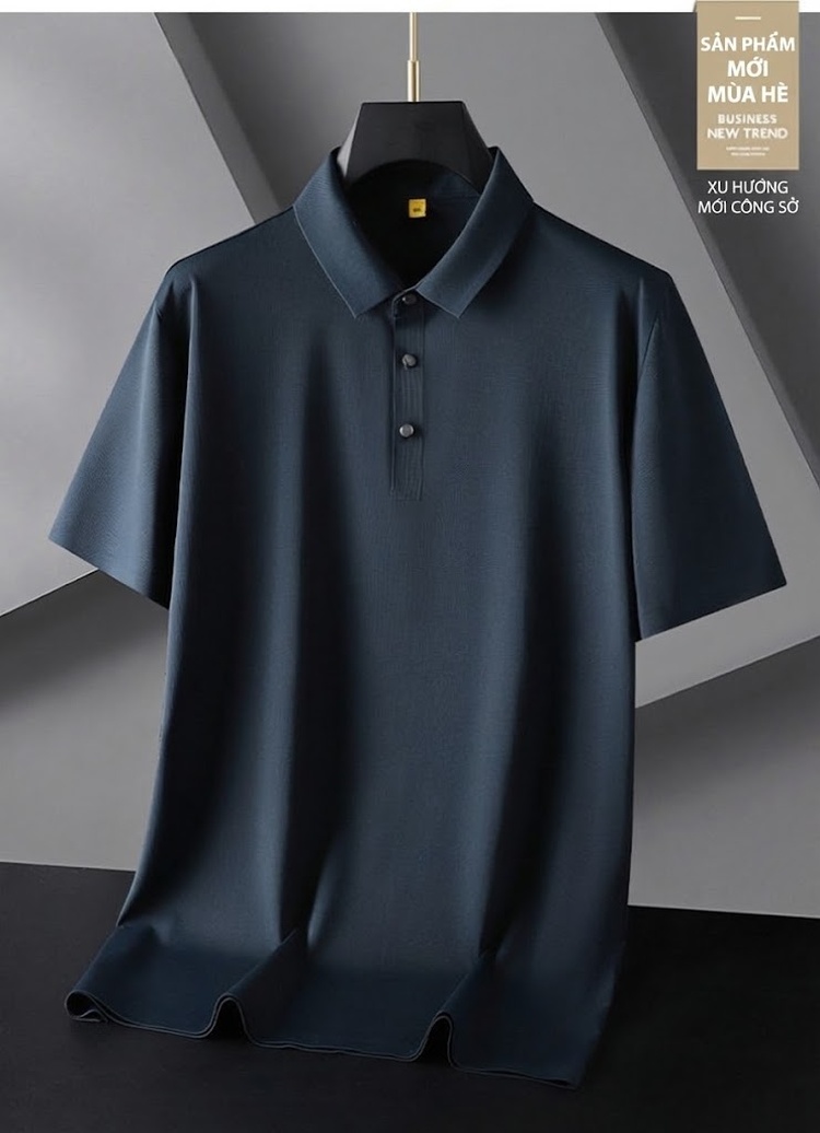 Áo Thun Polo Nam Cổ Bẻ Tay Ngắn Plus Size Vải Dệt Kim Thoáng Mát Màu Đen, Xanh Navy, Cam Đất, Nâu... chi tiết 1