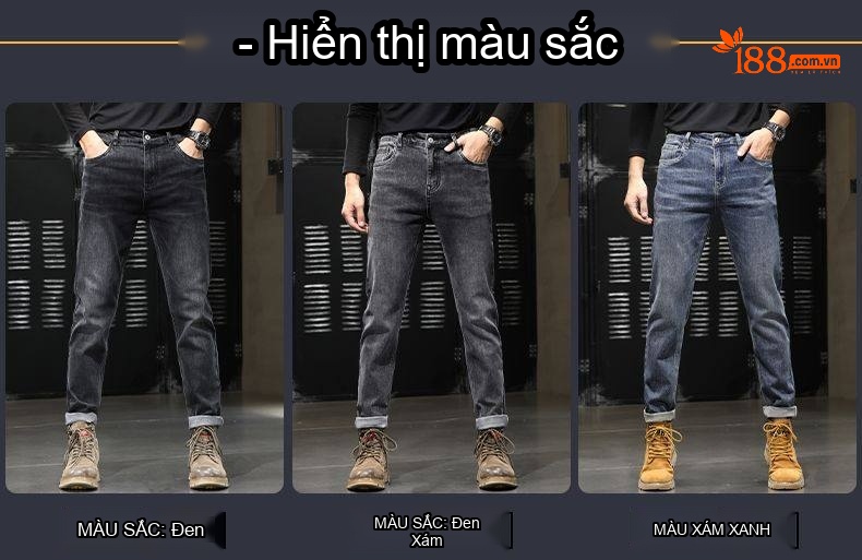 Quần Jean Cotton Co Giãn Cao Cấp Dáng Suông Màu Xanh, Đen chi tiết 11