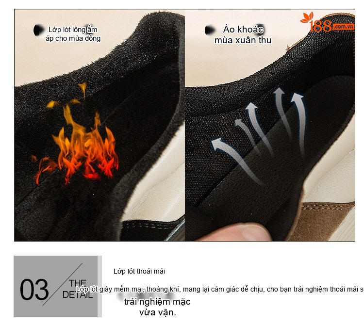 Giày Thể Thao Nữ Đế Xuồng Chiều Cao Đế Khoảng 6cm Phối Màu Phong Cách Đức Màu Trắng, Nâu, Đen chi tiết 9