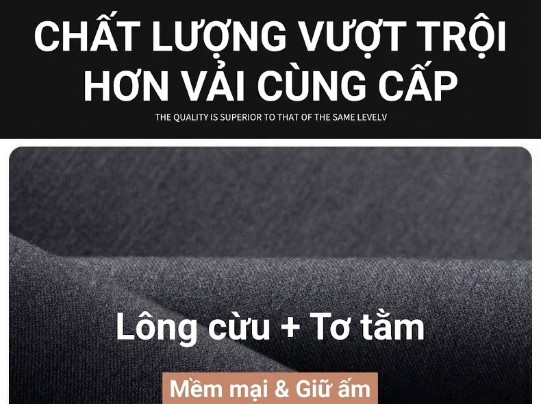 Quần Tây Nam Ống Đứng Rộng Vừa Vải Pha Len và Tơ Tằm Cao Cấp Màu Đen, Xám chi tiết 4