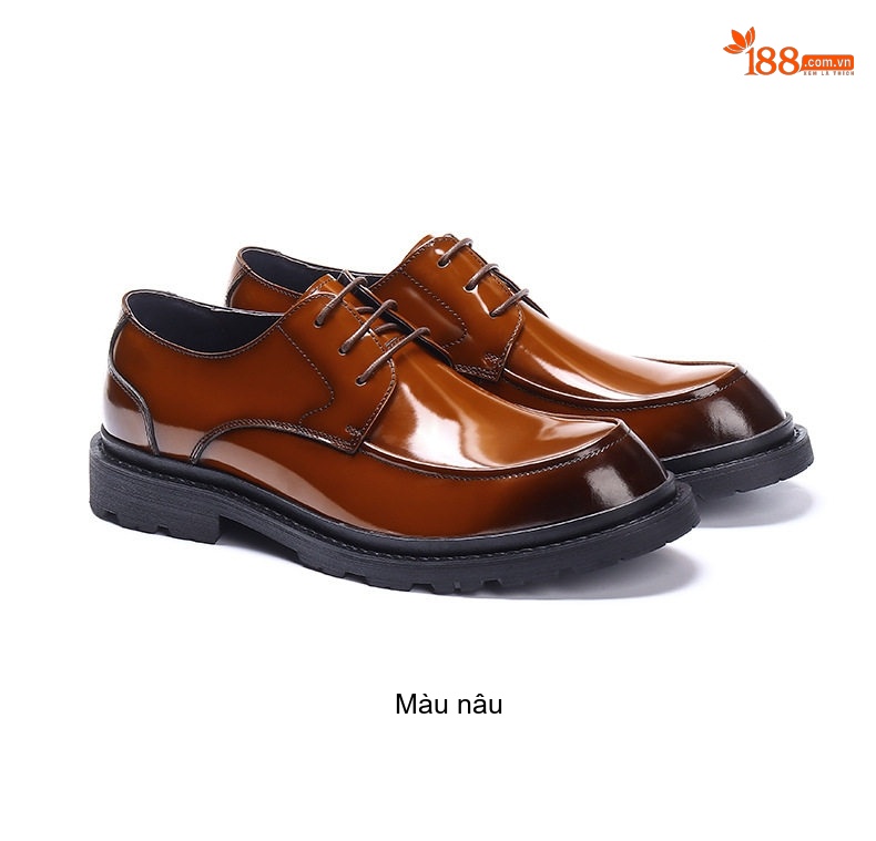 Giày Tây Buộc Dây Nam Da Bóng Chiều Cao Đế Khoảng 4cm Màu Đen, Nâu chi tiết 22