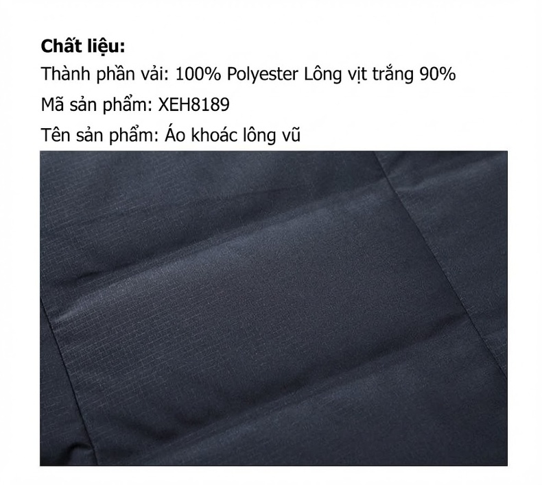 Áo Khoác Phao Nam Lông Vũ Trắng Dáng Vest Có Khăn Quàng Cổ Màu Đen, Xám chi tiết 1