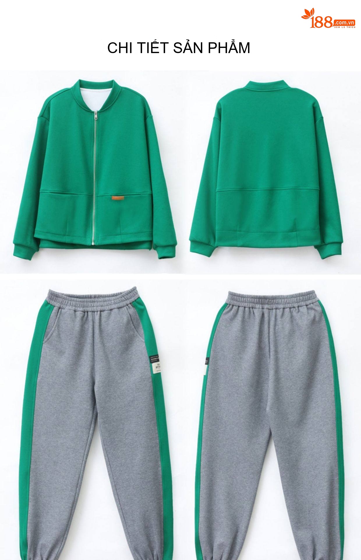 Bộ Đồ Thể Thao Nữ Thu Đông Áo Khoác Dáng Bomber Quần Dài Màu Xanh Lá, Cam, Xám, Đen chi tiết 37
