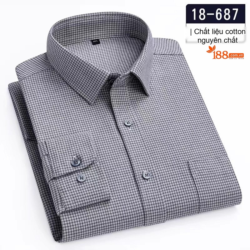 Áo Sơ Mi Nam Tay Dài Cotton Mài Lông Màu Xám, Đỏ, Xanh Dương, Xanh Lá... chi tiết 22