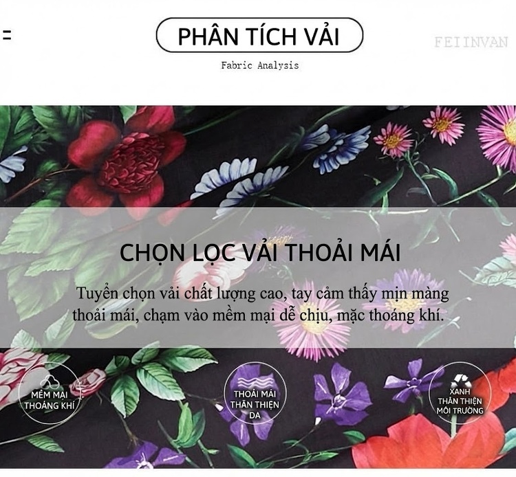 Váy Hai Dây Nữ In Hoa Cổ chữ Vuông Eo Cao Phong Cách Pháp chi tiết 2